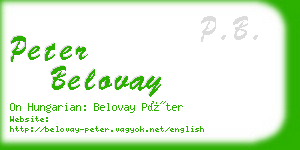 peter belovay business card